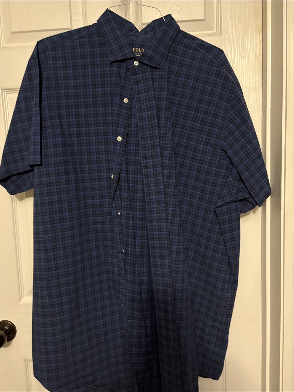 Polo by Ralph Lauren Navy and Dark Blue Plaid Short-Sleeve Button-Down